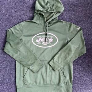New York Jets Sweatshirt Hoodie Mens Medium Green NFL Football Nike Therma Fit